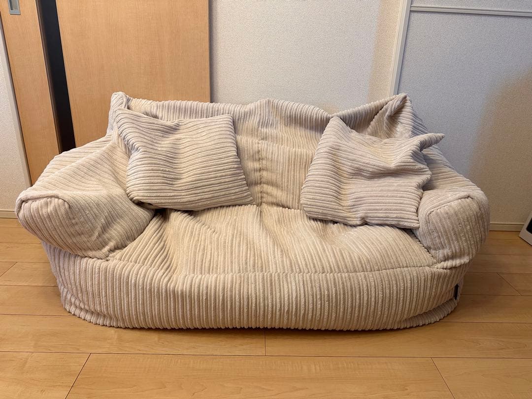 loungepugベージュ コーデュロイ クッションソファ LoungePug ジョセフィンビーズソファ-クラシックコーデュロイ