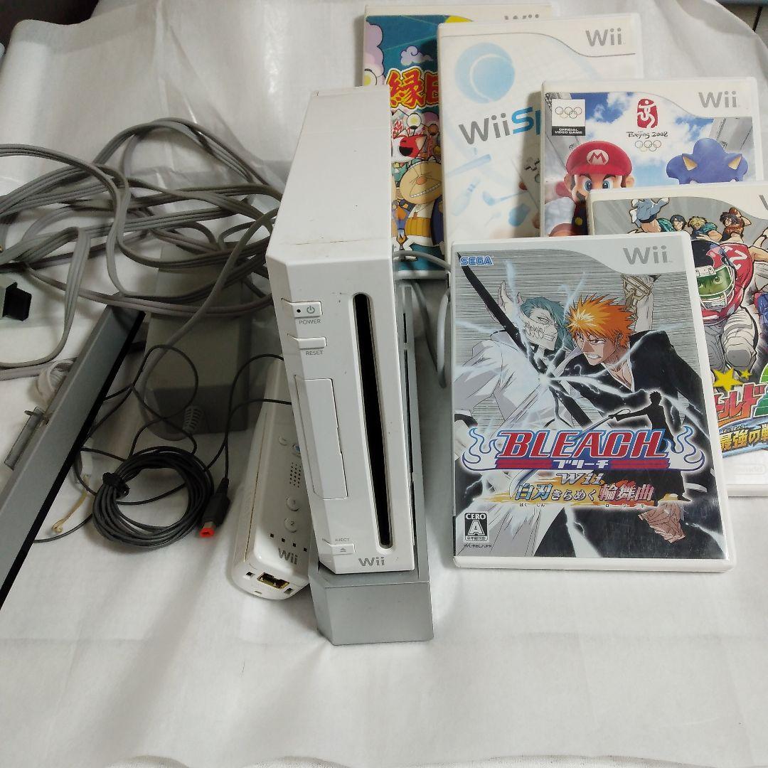Wii本体 ホワイト センサーバー付き ソフト5点セット - メルカリ