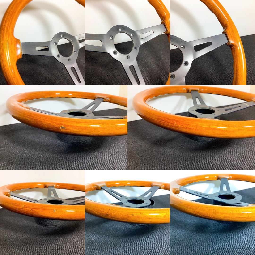 希少 ABARTH アバルト ウッドステアリング ブラックスポーク 当時物35φ