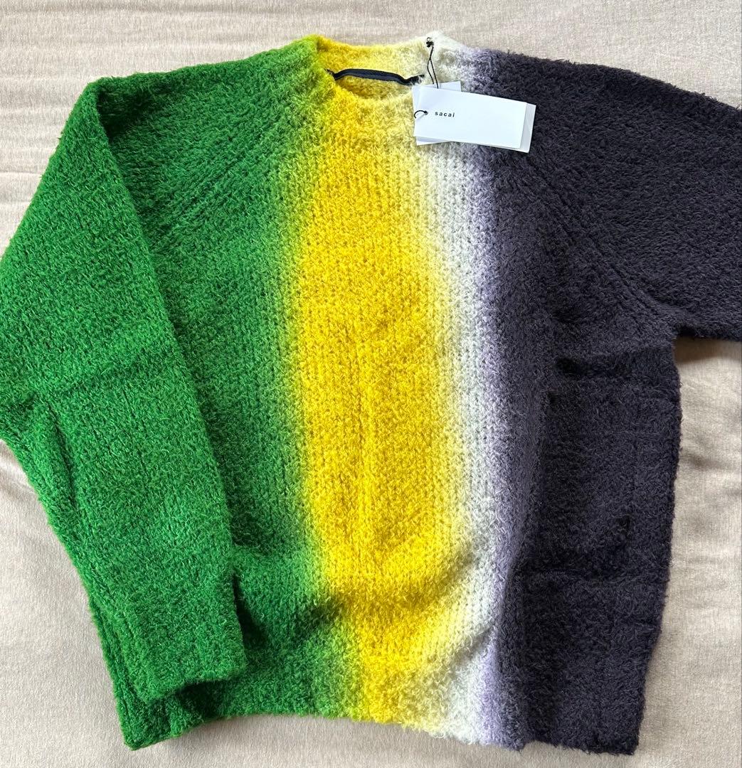 4新品 sacai サカイ タイダイ ニット セーター ブラック グリーン