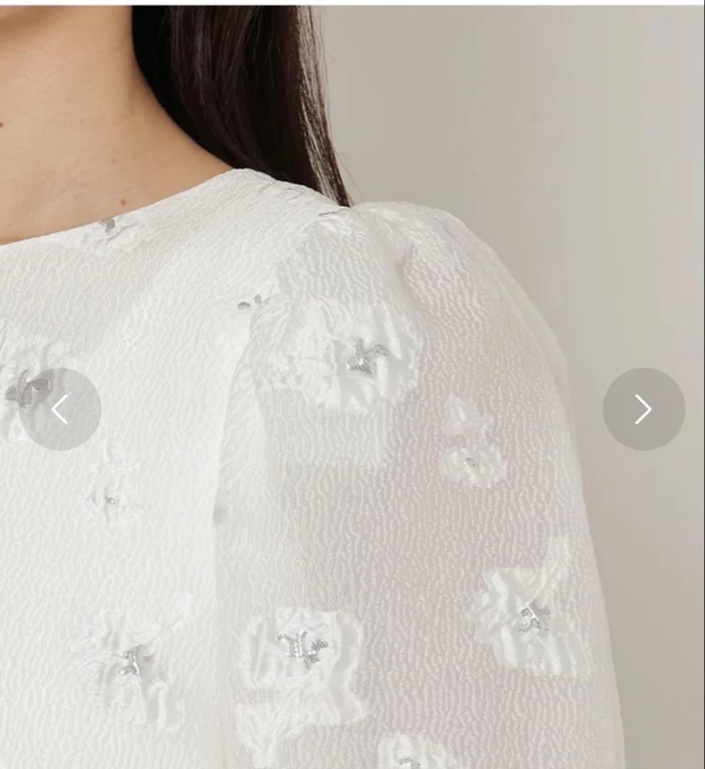 新品】Audie a Muses シルバーフラワージャカードブラウス（オフ）