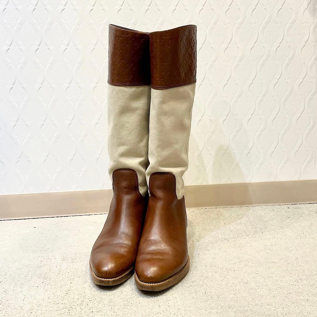 専用】LOUIS VUITTON ルイヴィトン キャンバス レザーロングブーツ