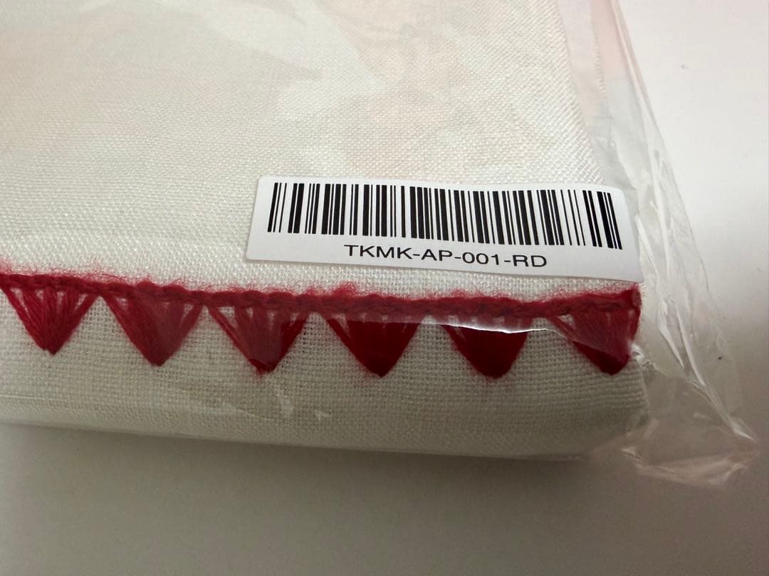 TKMK ORIGINAL LINEN APRON / WHITE×RED - エプロン・三角巾