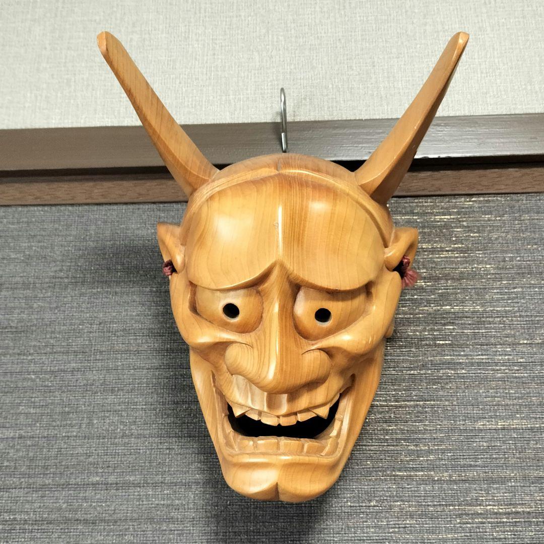 魔除け 木彫り 能面 般若 壁掛け インテリア - メルカリ