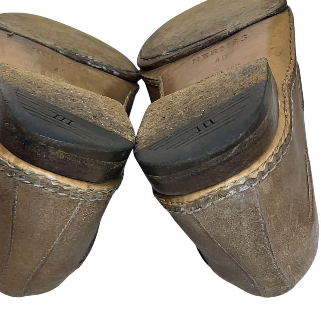 阿呆鳥様専用HERMESスムースレザードライビングシューズ サンド