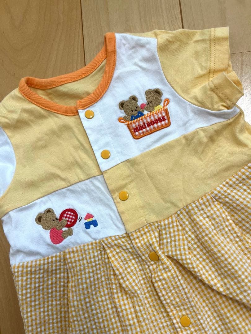 ミキハウス 】クマ刺繍ロンパース - メルカリ