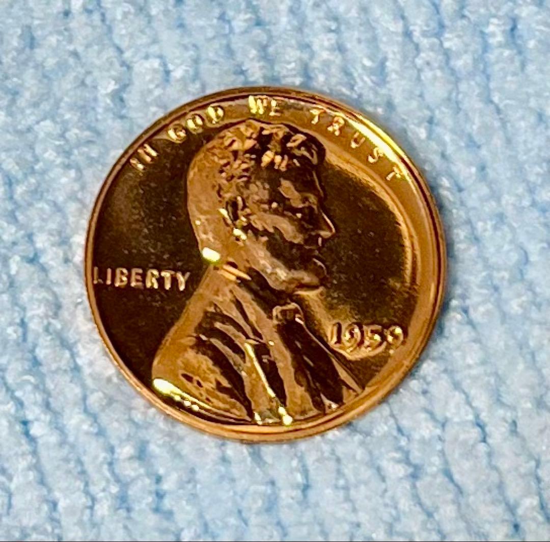 C179 1959年 ペニー銅貨プルーフ リンカーン アメリカ - メルカリ