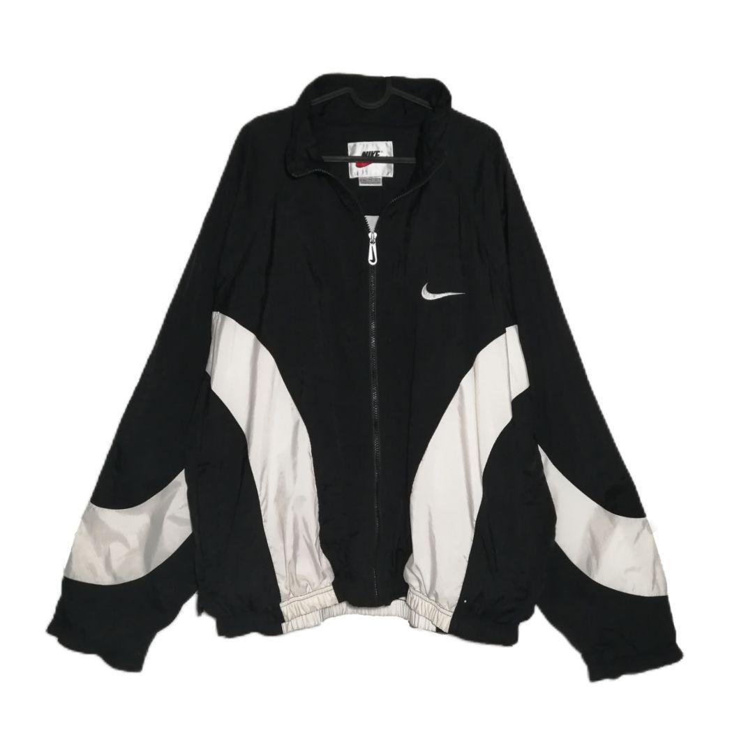 90s NIKE ナイキ 白タグ ナイロンジャケット 刺繍 黒白切替 XL - メルカリ