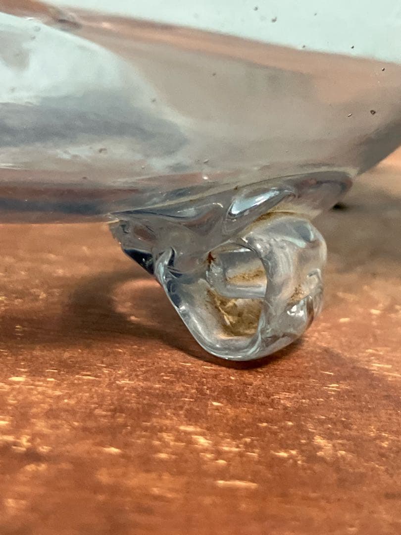 大正時代の吹きガラス製三つ脚金魚鉢◇レトロガラス◇和ガラス