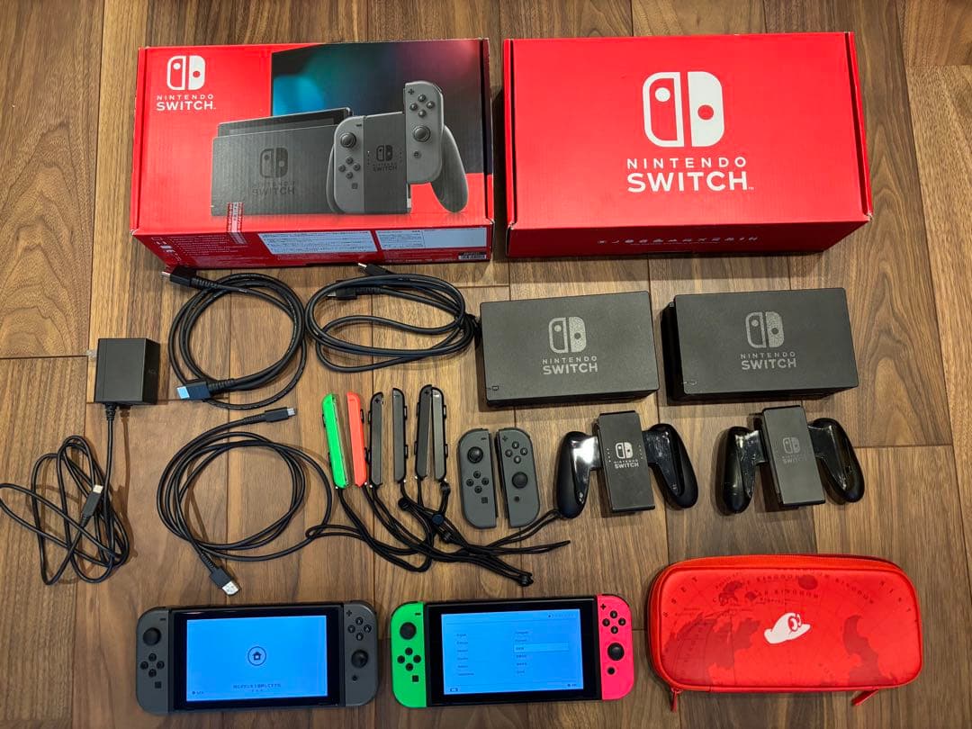 スイッチSwitch 本体2個セット（電源一つ欠品、コントローラー若干不良