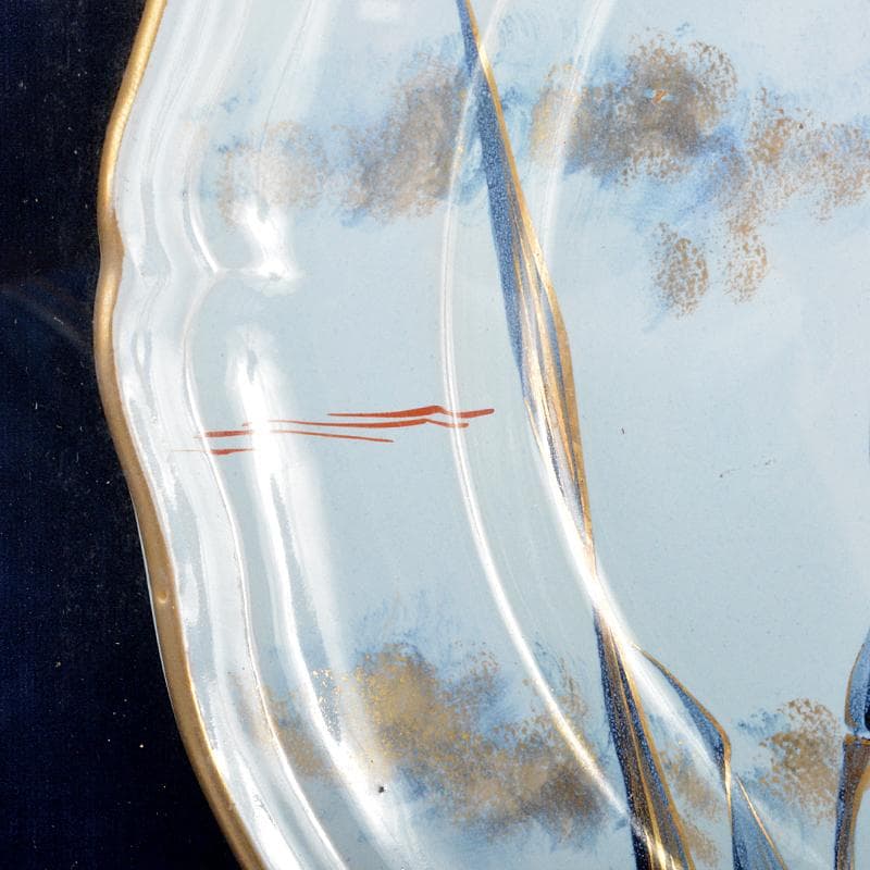 仏蘭西十九世紀 エミール・ガレ作 花文 飾絵皿 サイン入 額装 K R5293B