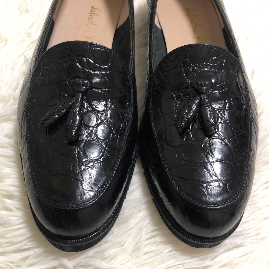 Salvatore Ferragamo フェラガモ黒クロコ ローファー