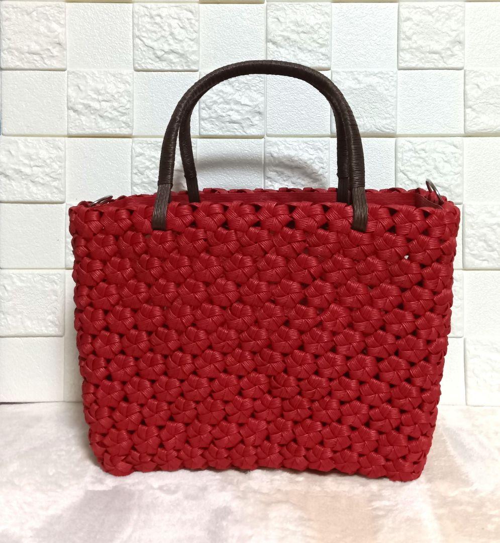 《 ぴいすけ》エコクラフトバンド　かごバック／花結び／２点