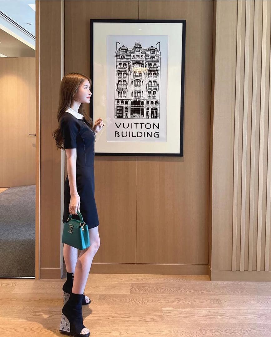 LouisVuittonテクニカルジャージーピーターパンカラードレスワンピース