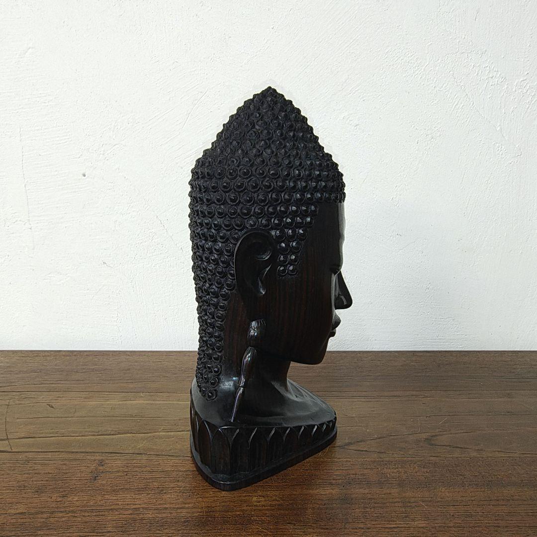 仏教美術【Buddha Head】木彫 彫刻 仏頭 仏像 ブッダ 置物
