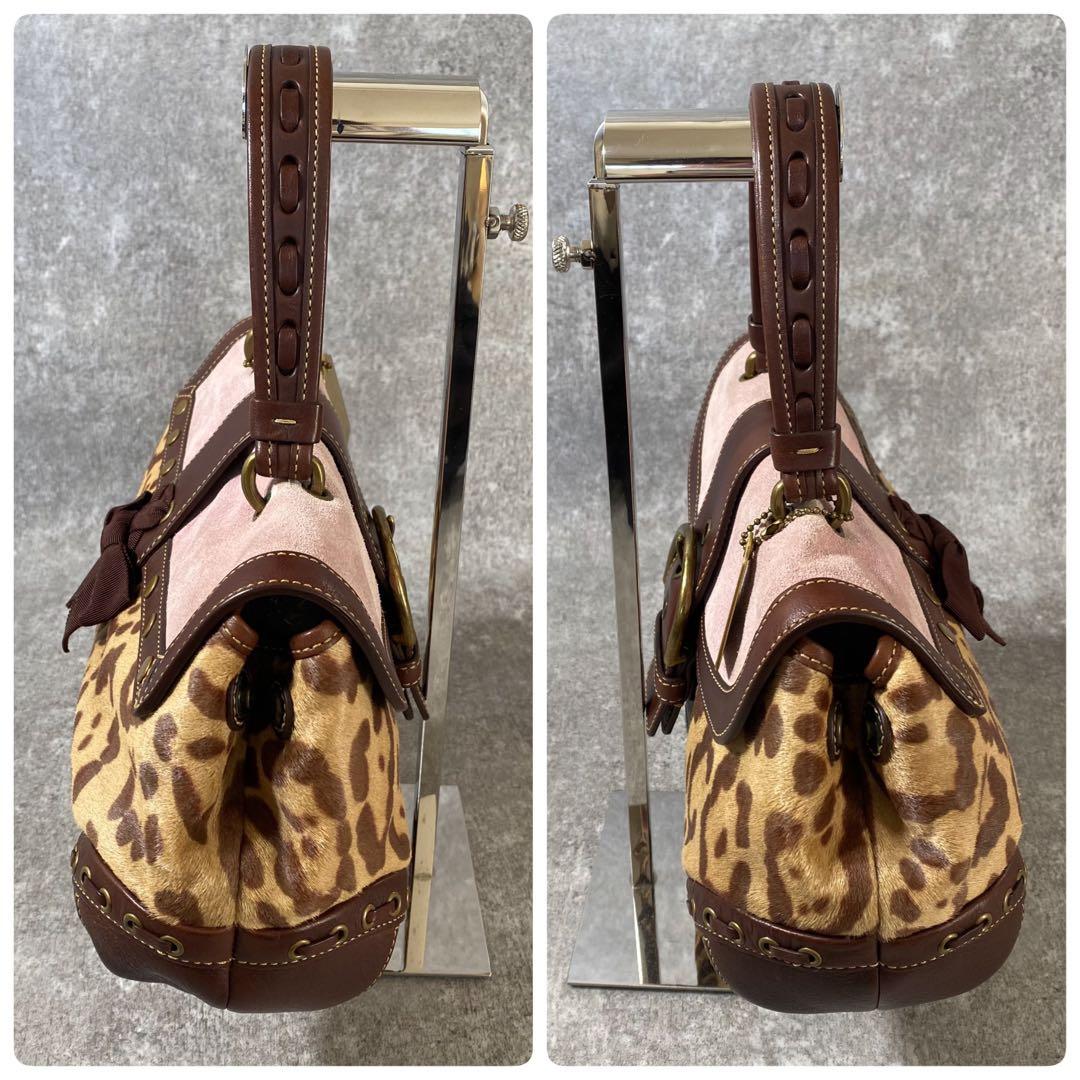 極美品 COACH ソーホー トート ワンショルダーバッグ レオパード