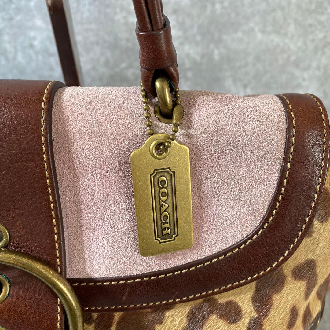 極美品 COACH ソーホー トート ワンショルダーバッグ レオパード