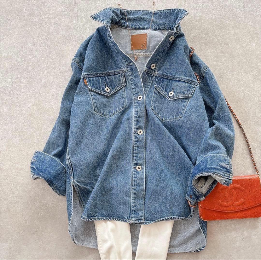 美品 スピックアンドスパン 22SS デニムシャツ ジャケット ブルー 人気