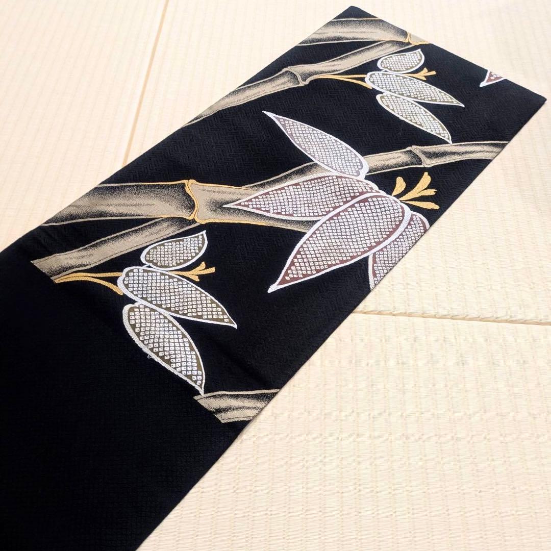 黒地 大胆な織り柄 モダン おしゃれ 袋帯 ガード加工 - メルカリ