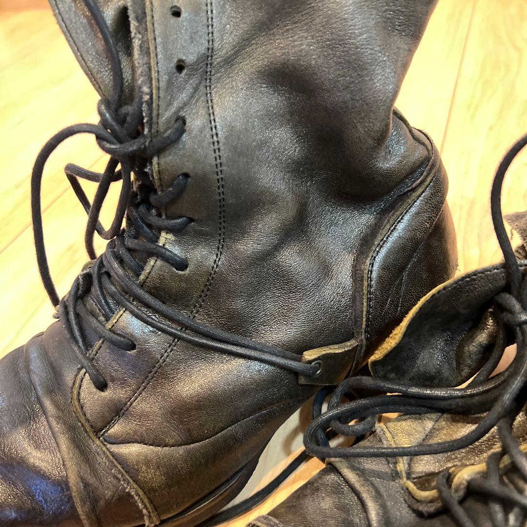 アルフレッドバニスター ニット ラム革 ブーツ ブラックオリーブ