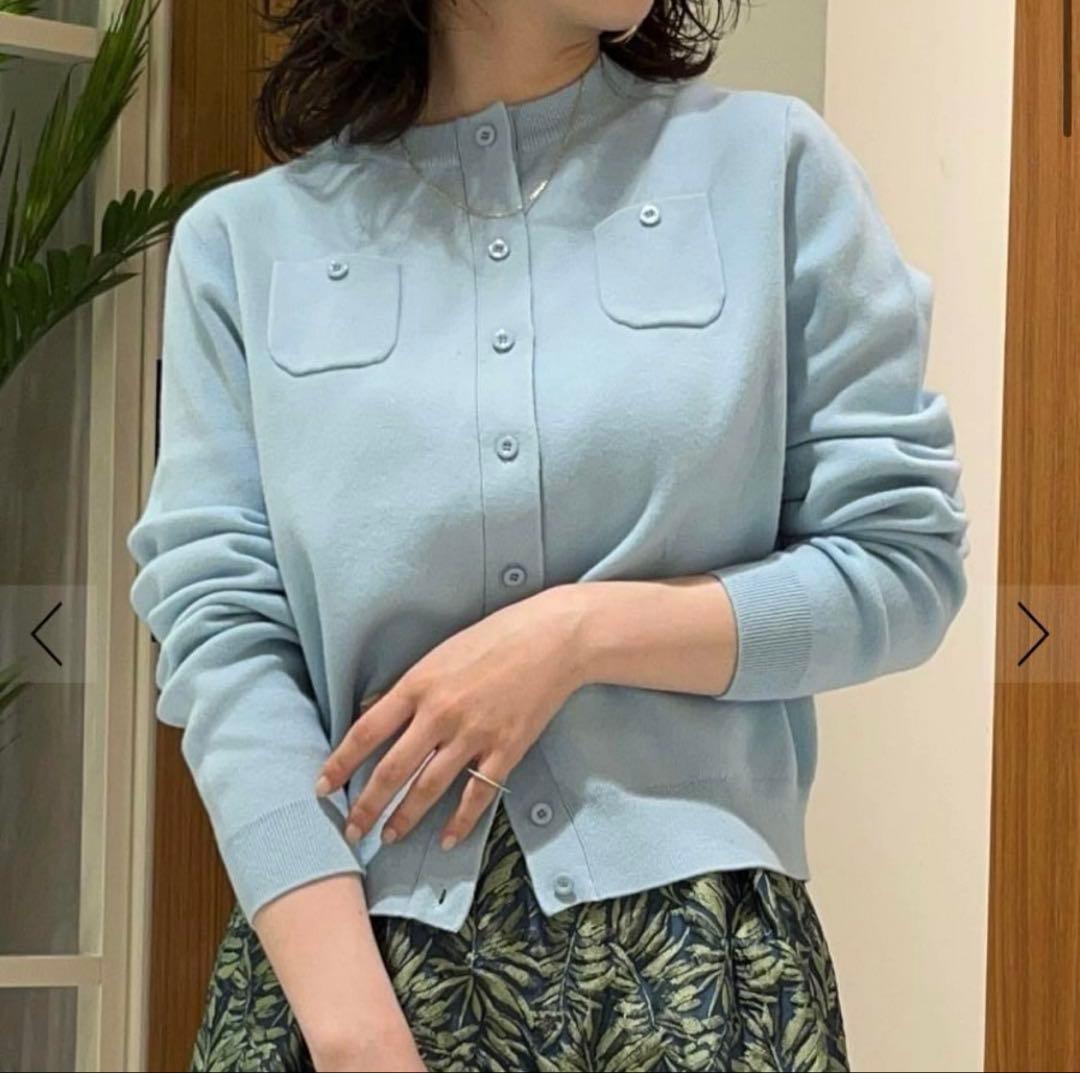 1回着用】CABaN コットンカシミヤクルーネックカーディガン ライト