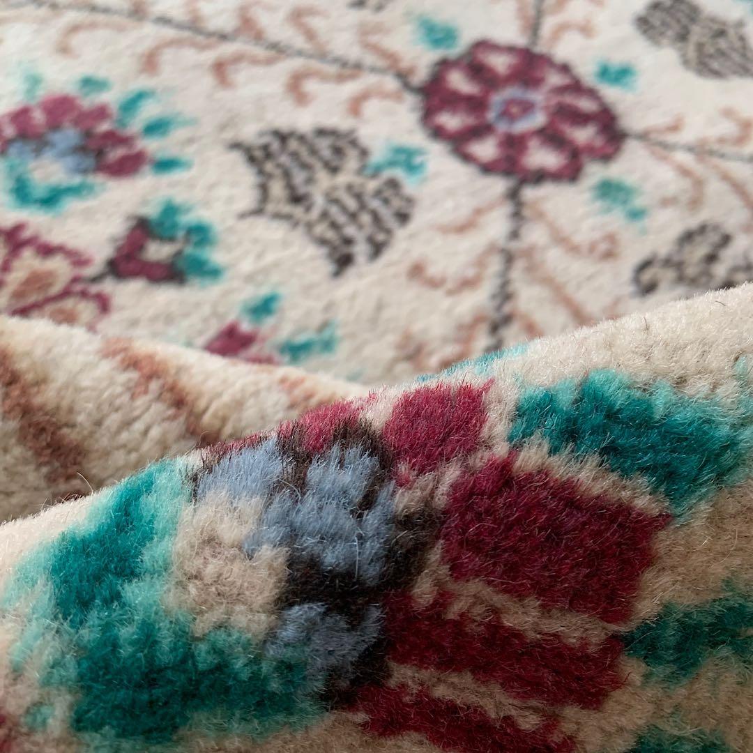 トルコヴィンテージラグ　大判ロング　225×98フラワー　ボルドー　ウール　厚み トルコヴィンテージラグ えんじボルドー 大きなボタニカル柄 102×171