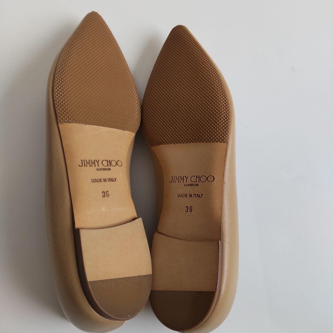 未使用級 ジミーチュウ フラット パンプス ポインテッドトゥ レザー