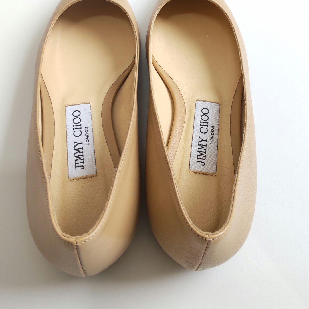 未使用級 ジミーチュウ フラット パンプス ポインテッドトゥ レザー