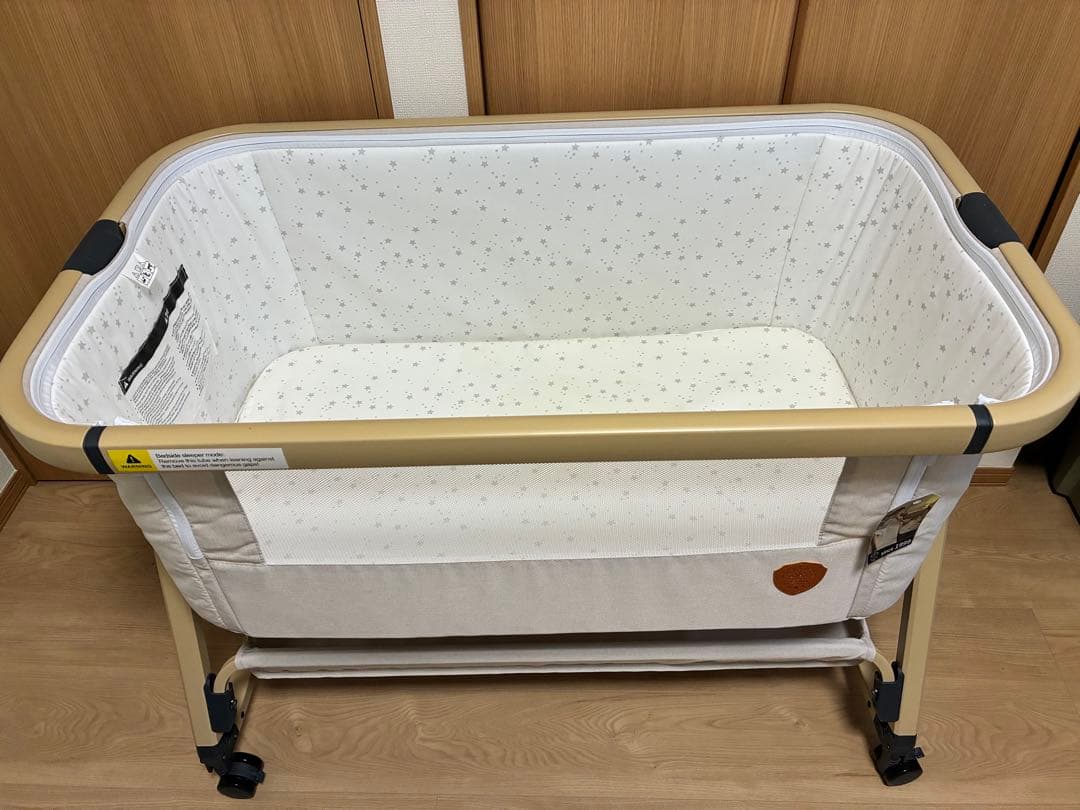 美品】HZDMJ ベビーベッド【人気色カーキ】