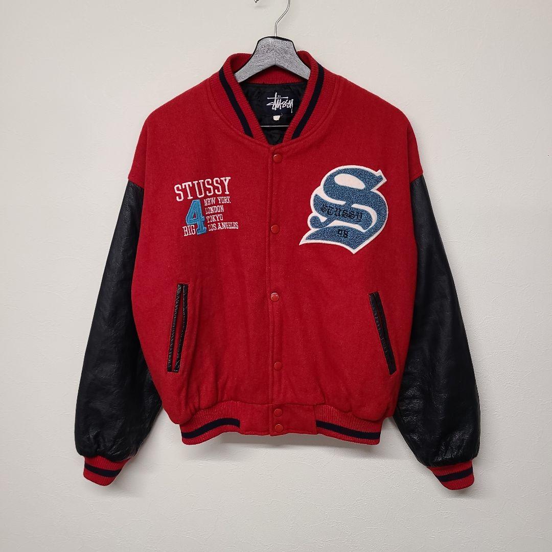 1998年 OLD STUSSY BIG4 袖レザー スタジャン 希少カラー - メルカリ