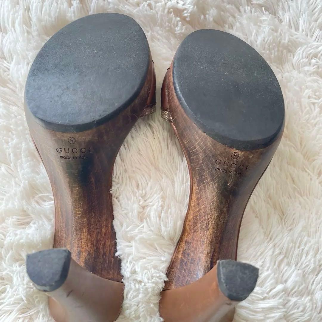 超美品 グッチ 23.5cm ミュールサンダル GG柄 キャンバス　シグネチャー