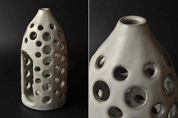 u589 現代作家 杉原祥公 丹波焼燈台 燭台 ローソク立て 骨董