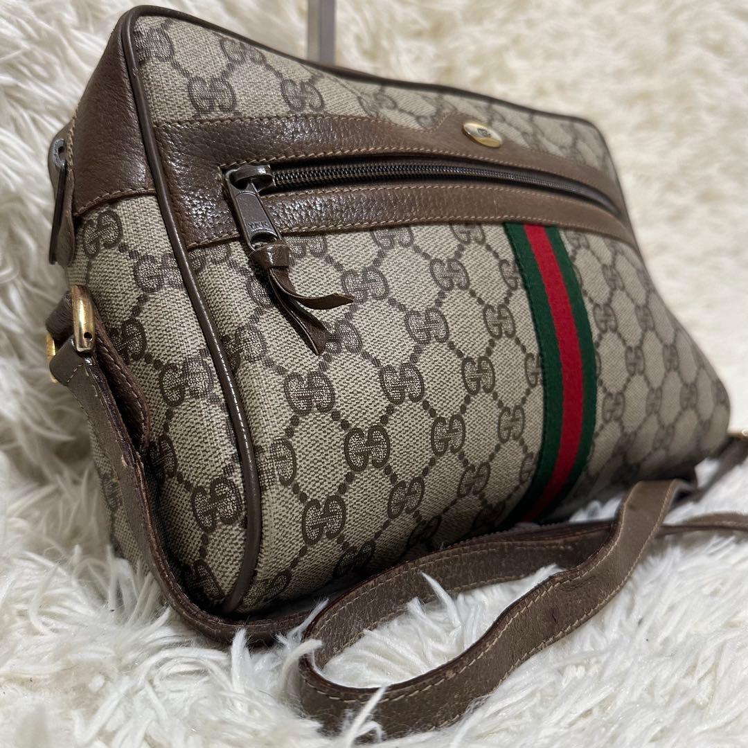 値下げ 紙タグ グッチ シェリーライン GGキャンバス レザー ショルダー