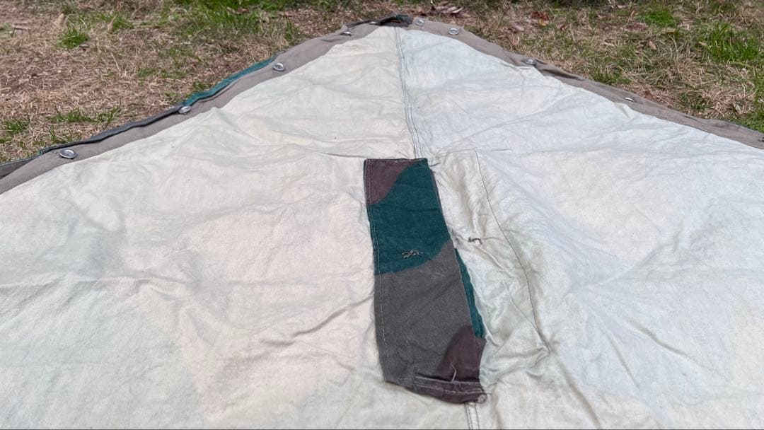 スウェーデン軍 三角 軍幕 USED（良好） （リネン×コットン混紡）②