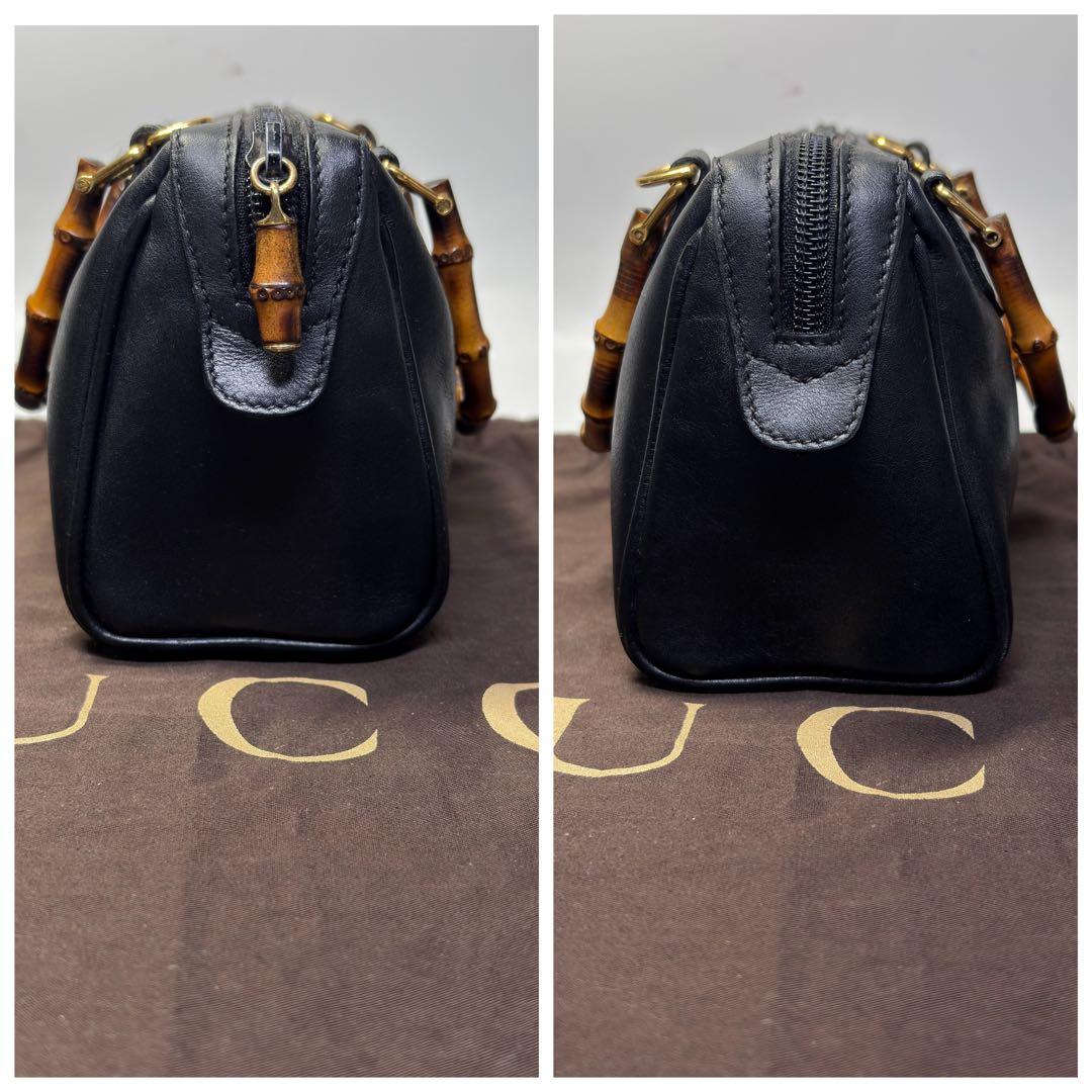 美品 グッチ バンブー 2WAY ミニ ボストンバッグ ヴィンテージ 黒 極小