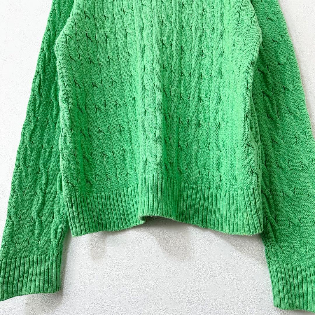 ポロ ラルフローレン☆ケーブルニット/セーター☆グリーン/黄緑☆紺