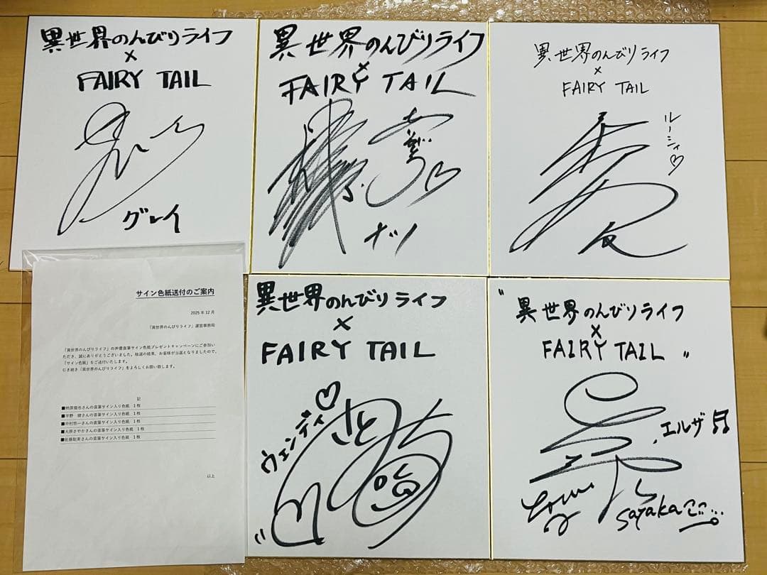 フェアリーテイル 異世界のんびりライフ 直筆サイン 色紙 ナツ