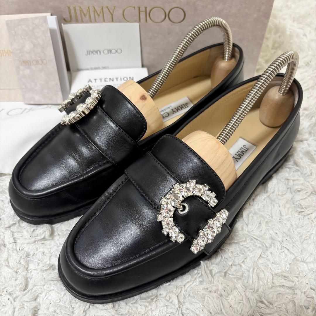 本物保証✨美品✨ジミーチュウ クリスタル ビジュー ローファー Cheri 箱付 JIMMY CHOO】ローファー CHERI LOAFER クリスタル 革 (Jimmy Choo