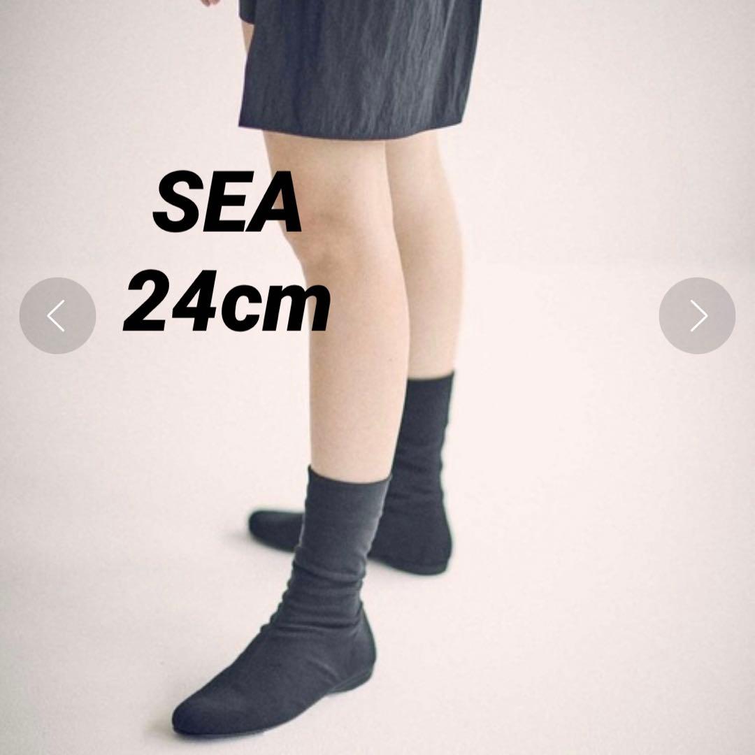 SEA ソックスブーツ バレリーナブーツ 黒 ビブラムソール 24cm - メルカリ