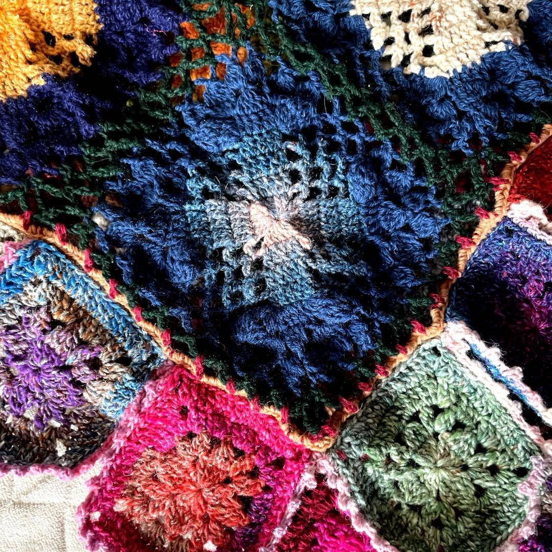 ☆ノロ毛糸☆かぎ針編みゆったりマルチなブランケット 〜暖笑〜120