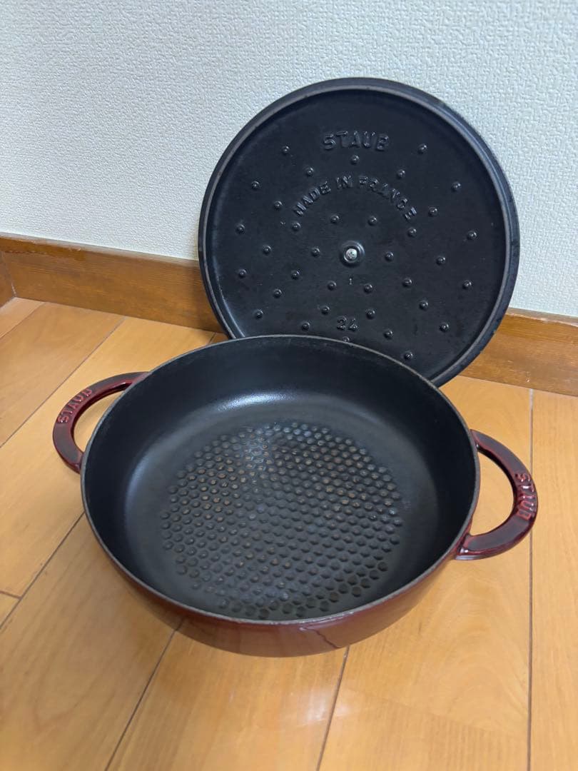 ストウブ ニダベイユ ソテーパン 24 グレナディンレッド 廃盤品 グリルパン