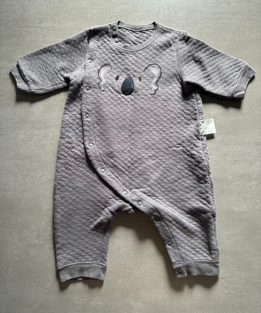UNIQLOグレー キルティングロンパース 70 - メルカリ