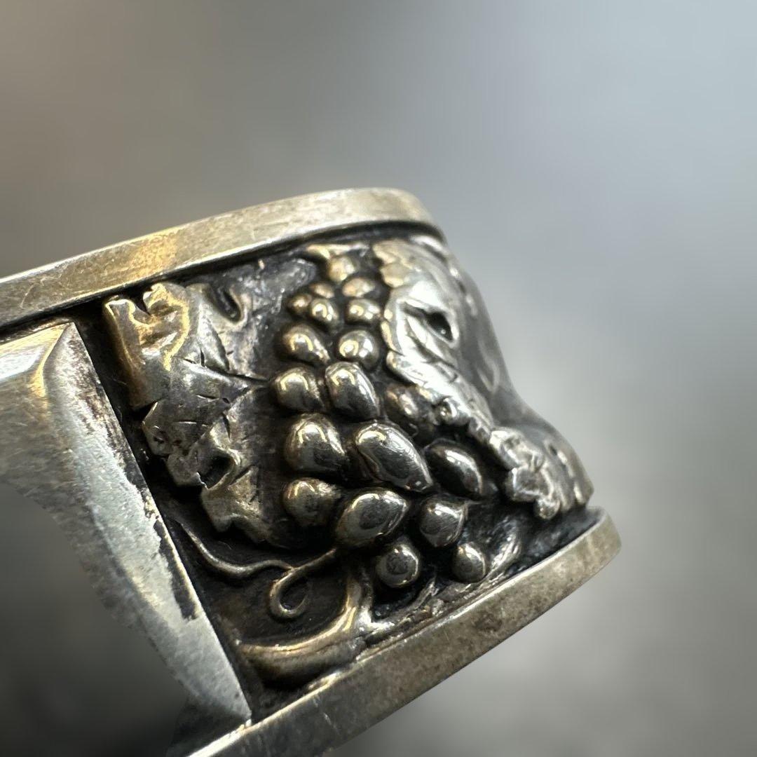 アンティーク シルバー製 ナプキンリング 刻印 ぶどう