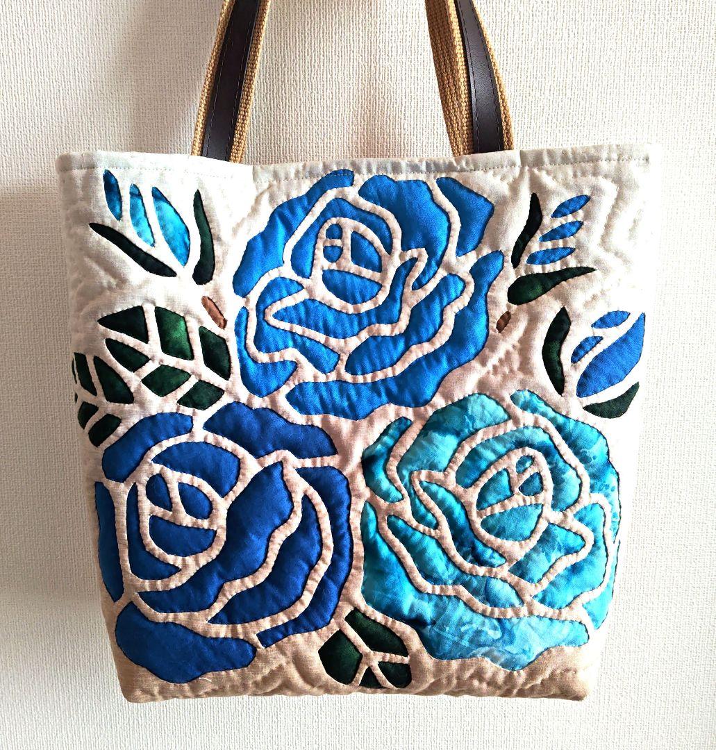 ハンドメイド ハワイアンキルトバッグ （薔薇） - メルカリ