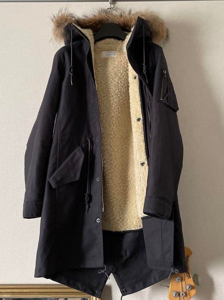 （最終値下げ）STUDIOUS モッズコート ボアライナー付き　黒 最終お値下げ！！【名品アウター/3WAY・はっ水】ボアライナー付き