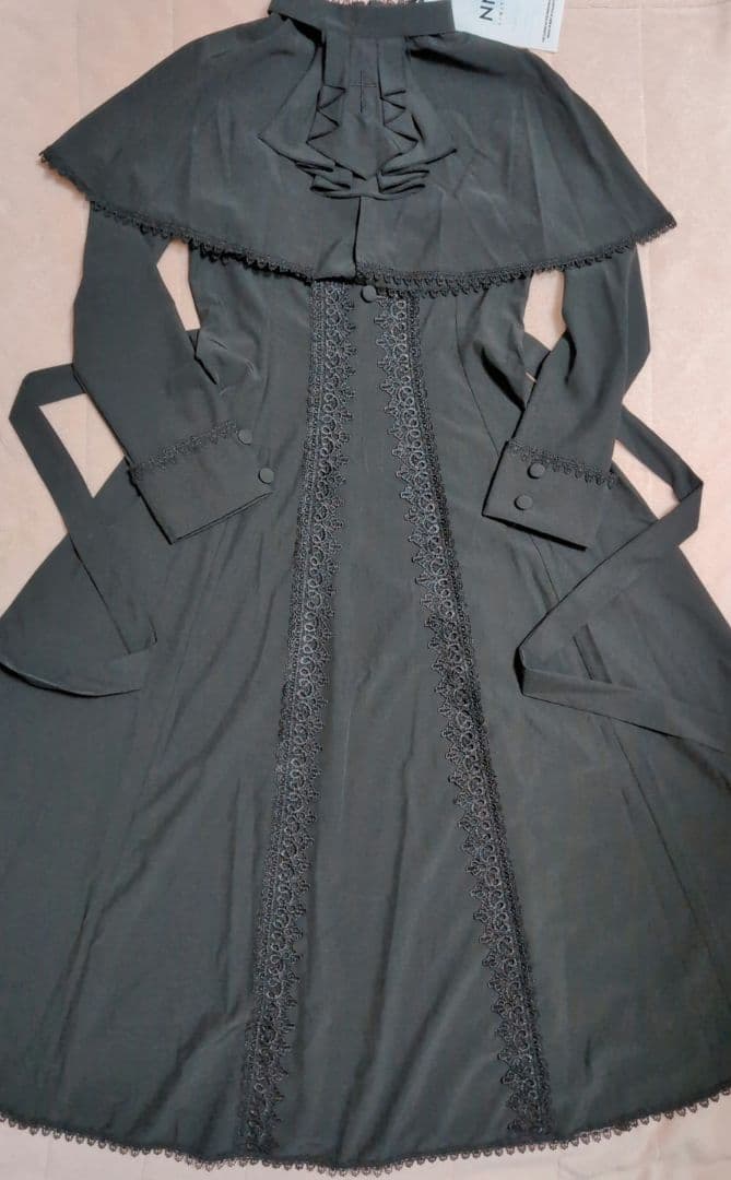 ゴスロリ ロングドレス ブラック ロリータ ワンピース ポンチョ クラロリ