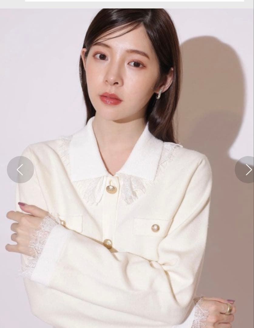 美品】 Rirandture レースカラーミニニットワンピース - メルカリ