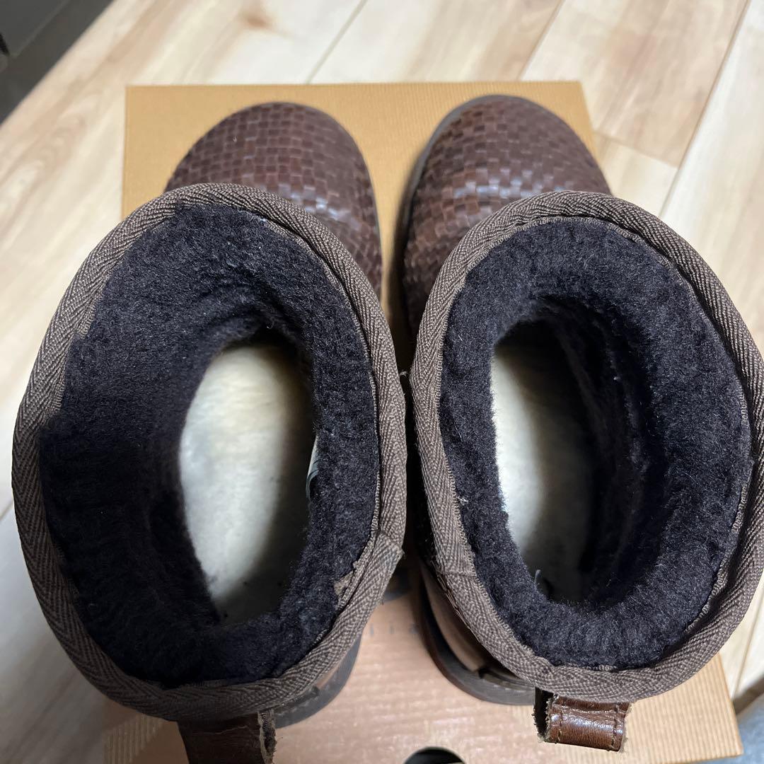 UGG ブラウン 編み込み ムートンブーツ クラッシックミニウーブン