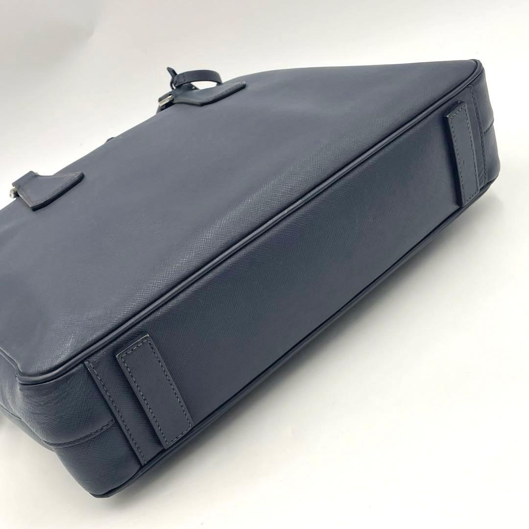 PRADA プラダ 極上サフィアーノレザー ブリーフケース 2way ネイビー