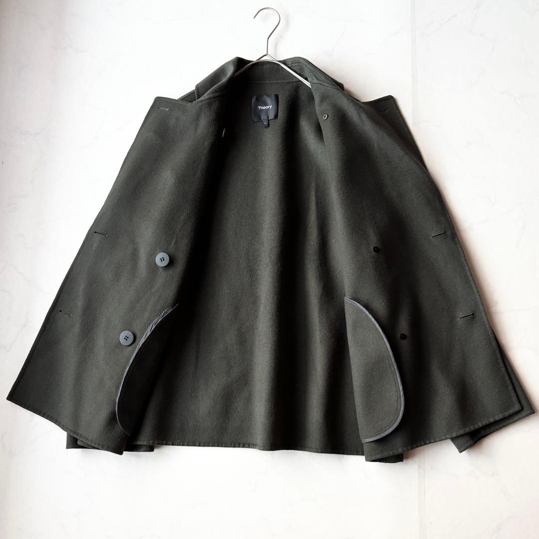 極美品✨セオリー ダブルブレストPコート カシミヤ混 ダブルフェイス